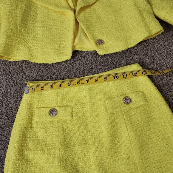 SHEIN Yellow Tweed Two-Piece Co-Ord Set - Picture 4 of 8